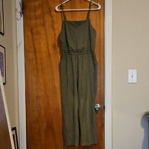 Old Navy Green Jumpsuit with Spaghetti Straps and Elastic Waist
